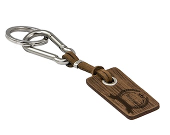 Personalized key ring with engraving made of leather in brown | Design yourself with name, date or logo/motif | Gifts for dad
