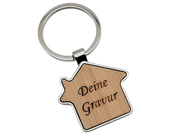 Personalized keychain with engraving made of bamboo | Design yourself with name or date | Gifts for dad