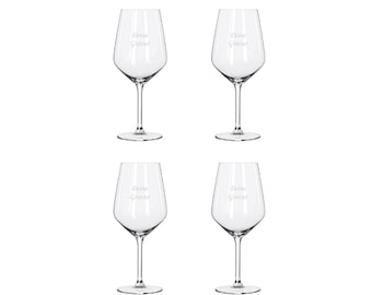 Weinglas mit Gravur 4er-Set Rotweinglas personalisiert für Hochzeiten, zum Geburtstag, Jubiläen