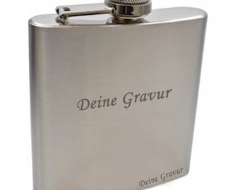 Hip flask personalized with engraving can be personalized with name, date, logo | Hip flasks for wedding gift box liquor bottle