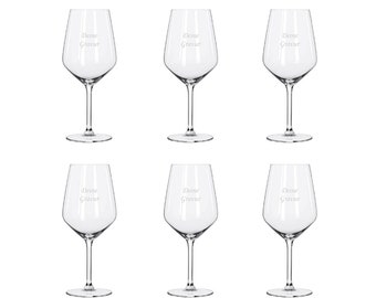 Weinglas mit Gravur 6er-Set Rotweinglas personalisiert für Hochzeiten, zum Geburtstag, Jubiläen