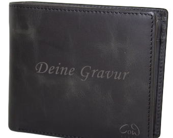 leather purse with coin and card case with extensive storage space | genuine leather wallet | in black