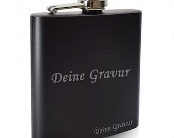 personalized flask with engraving in matt black | personal gift for birthday, wedding or othe occasion