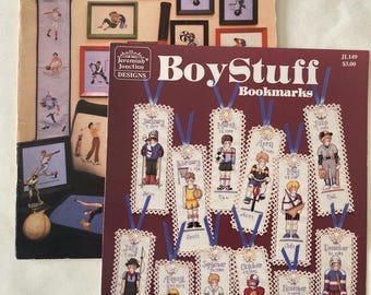 Sports Themed Counted Cross Stitch Booklets Set of 2 Vintage 1978 and 1994 OOP Rare