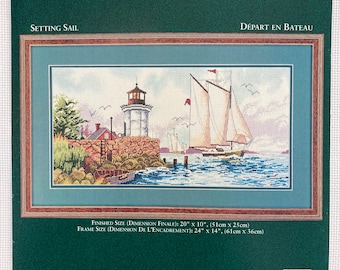 RE KIT Setting Sail Counted Cross Stitch Kit #02148 JCA Elsa Williams Design by Ian Ramsay Vintage Very Rare Complete Out of Print