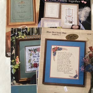Wedding Verse Sampler and Accessories Counted Cross Stitch Pattern Booklets Set of 4 Vintage ‘80’s and ‘90’s OOP