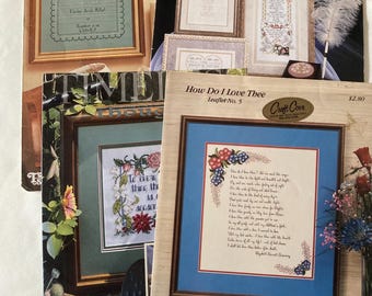 Wedding Verse Sampler and Accessories Counted Cross Stitch Pattern Booklets Set of 4 Vintage ‘80’s and ‘90’s OOP