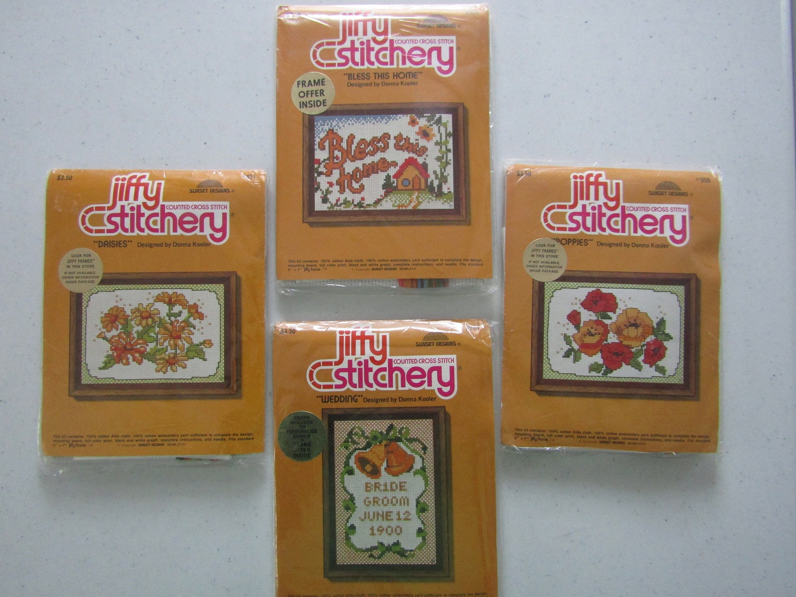 1970s Jiffy Cross Stitch Kit Set of 4 Vintage 1975 1976 910 Etsy