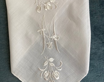 Vintage Monogram Embroidered & Appliqued Cotton Handkerchiefs Letter N Lot of 5 
