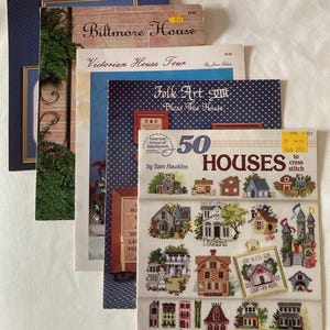 House Themed Counted Cross Stitch Pattern Booklets Set of 5 Vintage ‘80’s ‘90’s OOP RARE Historical Folk