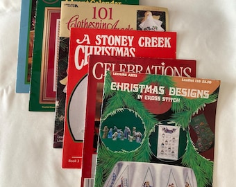 Christmas Counted Cross Stitch Pattern Books YOU CHOOSE Vintage 70’s 80’s 90’s  Fun Projects All Skill Levels Rare Out of Print See Photos