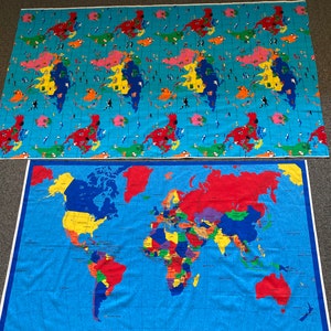Kaart van de wereld Fabric Panel en Love the Earth Backing Quilt Set NIEUWE Vintage Fabric Traditions C 1998