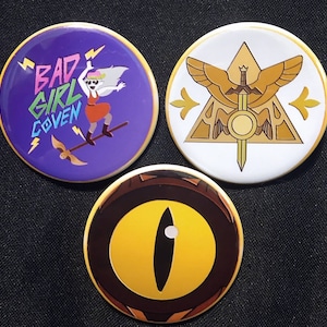 The Owl House: Bad Girl Coven and More Set (Single Purchase or Set of 3 buttons, Pinback 1.5 or 2.25 inches)[Read The Details Carefully]