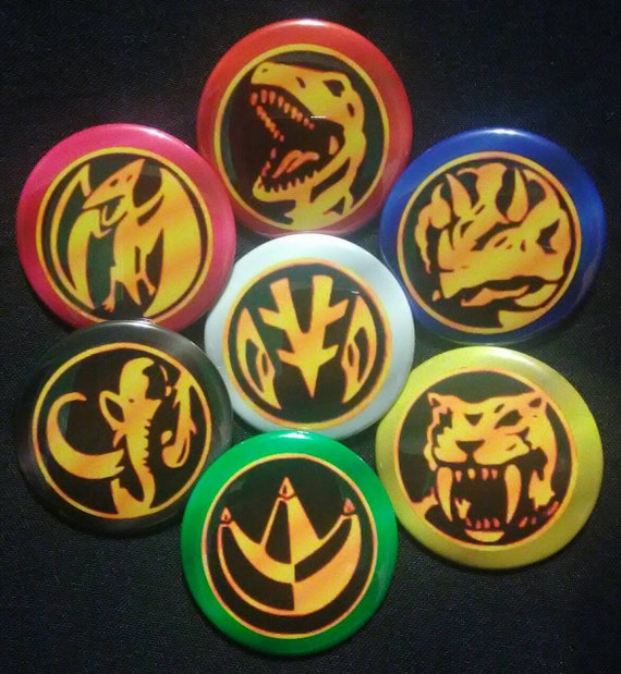 Power Rangers Patches Set Mighty Morphin Coins Embroidered Red Blue