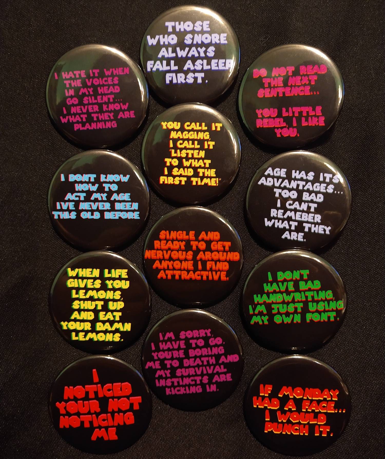 Funny Phrases Set 3 single Purchase or Set of 12 Buttons - Etsy Canada Funny Phrases Set 3 single Purchase or Set of 12 Buttons - Etsy Canada