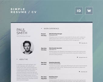 Simple Resume/Cv Volume 6 | Word and Indesign Template | Professional and Creative Cv Resume Design | Instant Digital Download