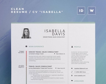 Clean Resume/Cv "Isabella" | Word and Indesign Template | Professional and Creative Cv Resume Design + Cover Letter