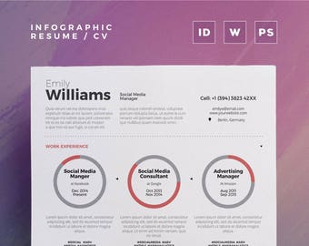 Infographic Resume Vol. 3 | Word and Indesign Template | Professional and Creative Cv Resume Design | Instant Digital Download