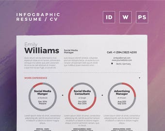 Infografika CV Vol. 3 | Szablon Word i Indesign | Profesjonalny i kreatywny projekt CV | Natychmiastowe pobranie cyfrowe