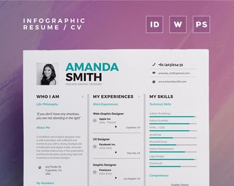 Infographic Resume Vol. 7 | Single Page Photoshop, Word and Indesign Template | Professional and Creative Cv Resume Design