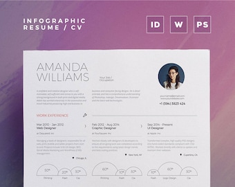 Infographic Resume/Cv Volume 4 | Ms Word + Indesign + Photoshop Template | Professional and Creative Cv Resume Design