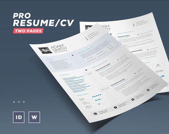 Pro Resume / Cv | Word and Indesign Template | Professional and Creative Cv Resume Design | Instant Digital Download
