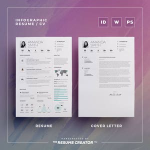 Infographic Resume/Cv Volume 6 Single Page Photoshop, Word and Indesign Template Professional and Creative Cv Resume Design image 2