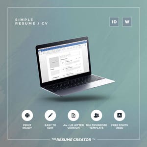 Simple Resume/Cv Volume 7 Word and Indesign Template Professional and Creative Cv Resume Design Instant Digital Download image 3