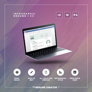 Infographic Resume Vol.1 Word, Indesign and Photoshop Template Professional and Creative Cv Resume Design Instant Digital Download image 3