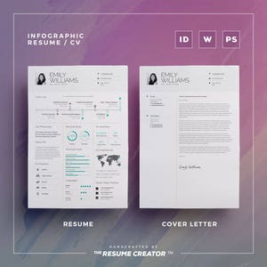 Infographic Resume/Cv Volume 8 Single Page Photoshop, Word and Indesign Template Professional and Creative Cv Resume Design image 2