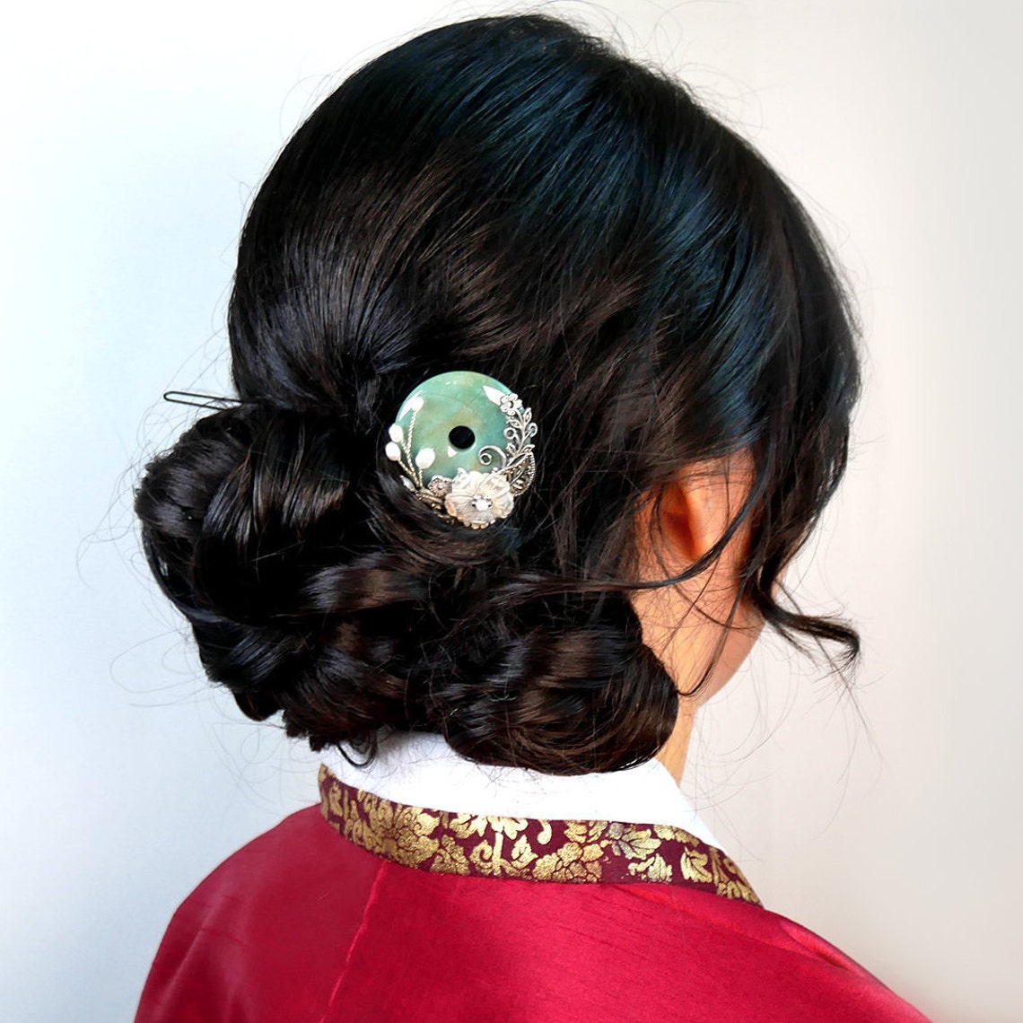 Korean Jade Hair Pins for Women Vintage Metal Hair Accessories Etsy