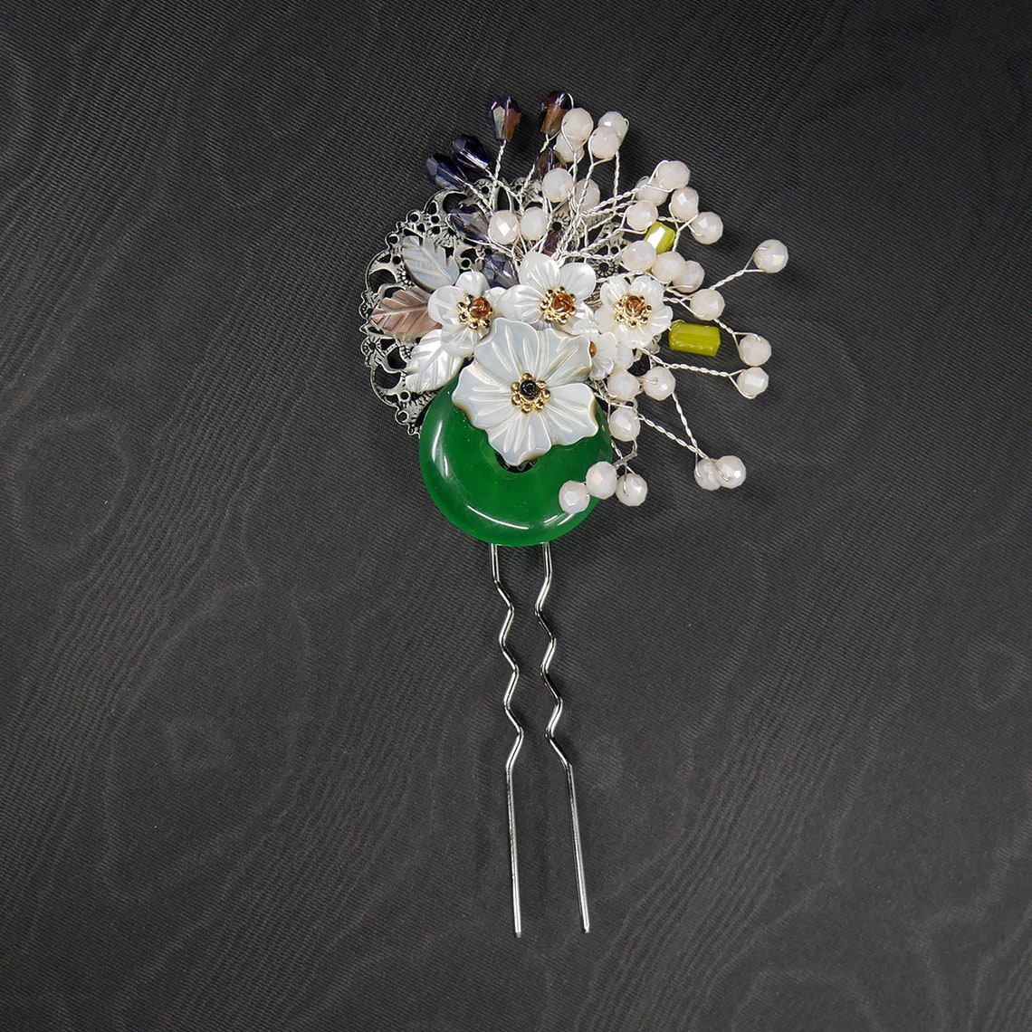 Korean Jade Hair Pins for Women Vintage Metal Hair Accessories Etsy