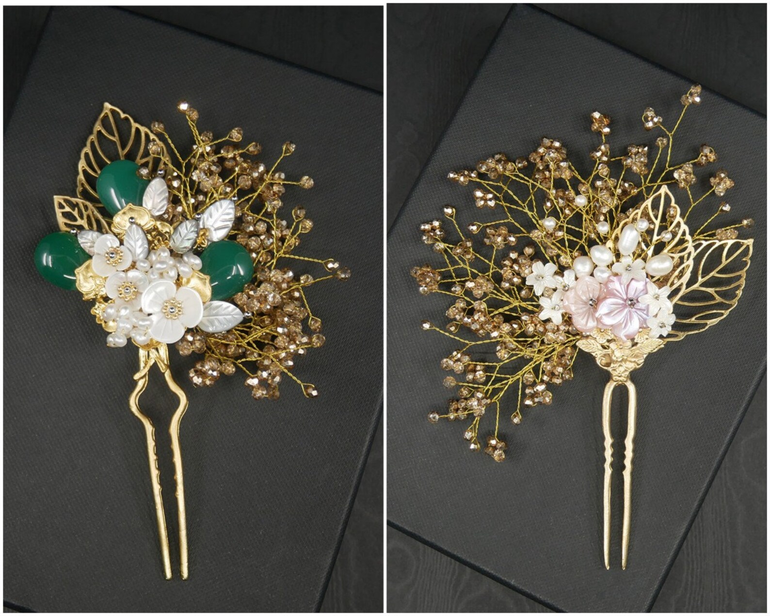 Korean Jade Hair Pins for Women Vintage Metal Hair Accessories Etsy
