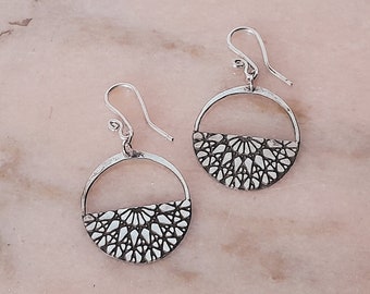 Boucles d'oreilles argent mandala ethnique *ARGENT massif 925*