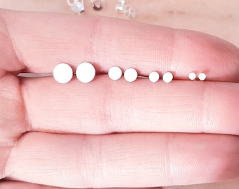 Boucles d'Oreilles Argent Massif 925 ou plaqué OR --PUCES plateau 2mm 3mm 4mm 6mm -mini disque  sterling