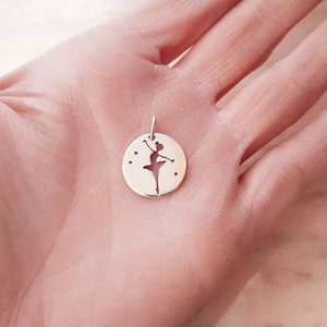 Dancer medal necklace in solid 925 silver, child necklace, baptism, birth, star dancer, princess, ballerina, miniature image 1