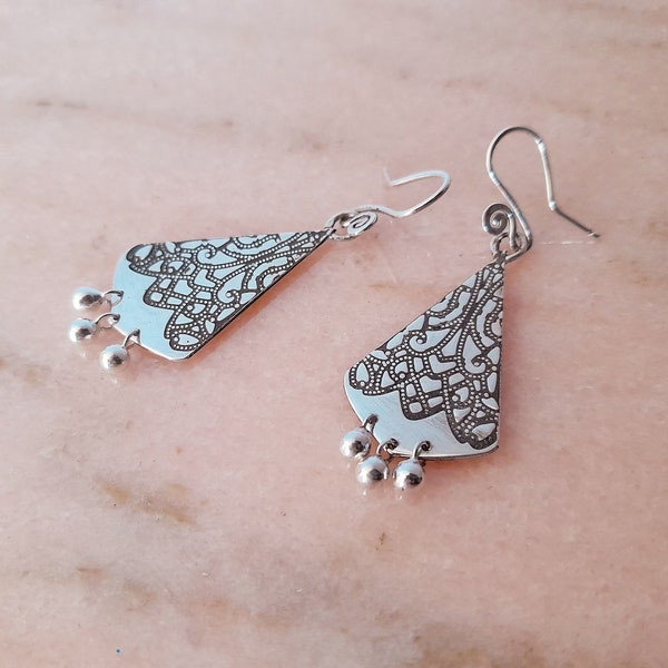 Ethnic bohemian solid silver 925 earrings