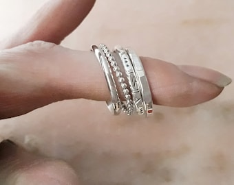 Lot of stackable rings 925 fine solid silver for women, composition to PERSONALIZE, lot of your choice, gift