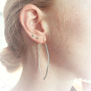 Boucles d'oreilles 925 design minimaliste Fil d'Argent Massif martelé argent/or rose,cuivre/doré,laiton image 2