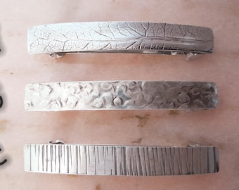 925 sterling silver hair clip, handmade, hammered, women's hair clip, gift, hair accessory, France