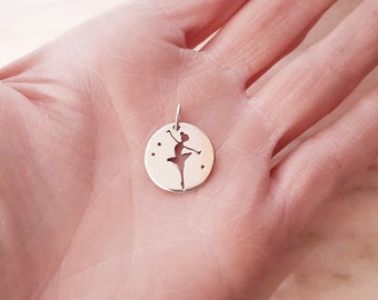 Dancer medal necklace in solid 925 silver, child necklace, baptism, birth, star dancer, princess, ballerina, miniature