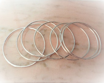 Lot 7 Bracelets Rushes solid silver 925, smooth round thread full, weekly, gift woman
