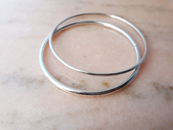 シンプル シルバー ブレスレット GLAZED 3mm BANGLE LOT Solid Silver 925 Bangle Bracelets *2mm and 3mm Smooth