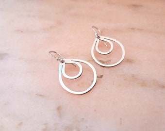 Sterling silver earrings, drops, reflection, almond, oriental