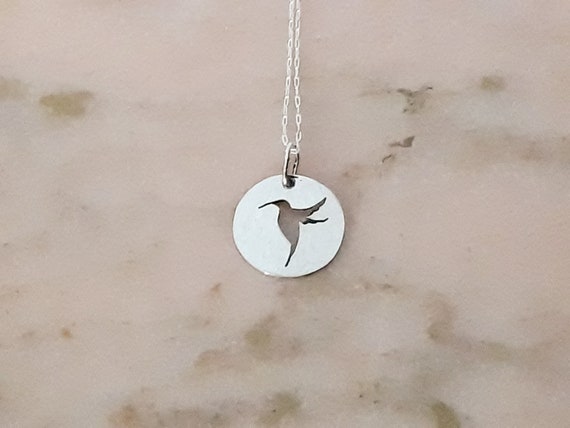 925ソリッドシルバーメダル「ハミングバード」*鳥のネックレス*時代を 