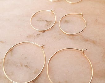 Small rustic handcrafted yellow gold hoop earrings, vermeil, round gold earrings, circle earrings, delicate tribal gypsy ethnic style