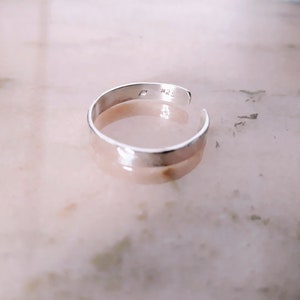 Adjustable hammered silver ring 925, UNISEX, customizable, ENGRAVING OPTION, ring, man, rustic, viking, adjustable, open, hammered bangle, gift image 3