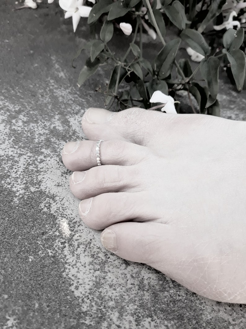 Anillos para los dedos del pie o juego de anillos para los pies, plata maciza 925, anillo para el dedo gordo del pie, anillos para los dedos del pie, ajustable, JOYERÍA PARA LOS PIES imagen 5
