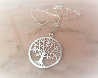 Collier arbre de vie en argent 925 massif,pendentif,chaine argent,symbole porte bonheur,chance,grigri,végétal,nature,symbolique,imposant