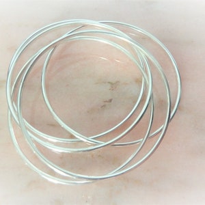 LOT solid silver 925 bangle bracelets *2mm and 3mm smooth round wire* Women&#39;s gift